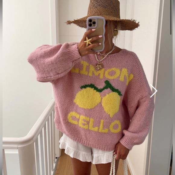 Hello Moon Sweaters - Pink Lemon Graphic Sweater Cardigan